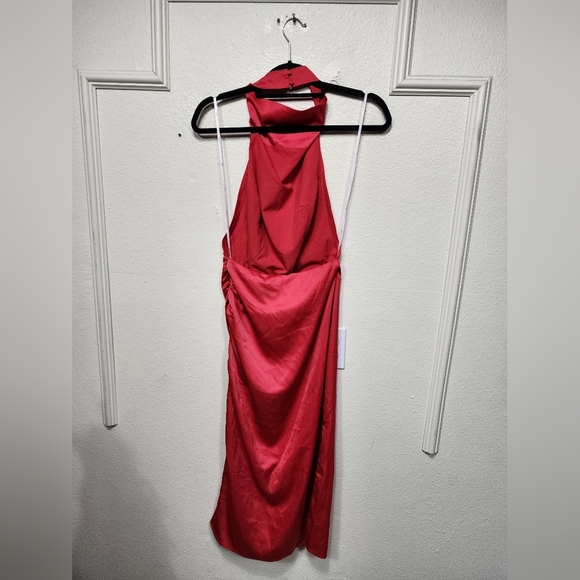 Lulus Gorgeous Season Bright Red Satin Backless Midi Dress S Wedding Party Prom - Picture 8 of 10